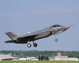 Japan wants to buy 42 F-35 joint strike fighters, but the former defense minister believes the annual purchase rate could go down. Here, the seventh Lockheed Martin F-35 takes its first flight in April. (Lockheed Martin)